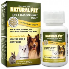 Natural Pet Skin & Coat Supplement  60 Tablet, 002468, cat Supplements, Natural Pet, cat Health, catsmart, Health, Supplements